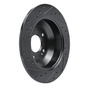 Kia Sorento Brake Rotor (1) - Rear Right - R1 Concepts - Drilled & Slotted - Black - `15-`20